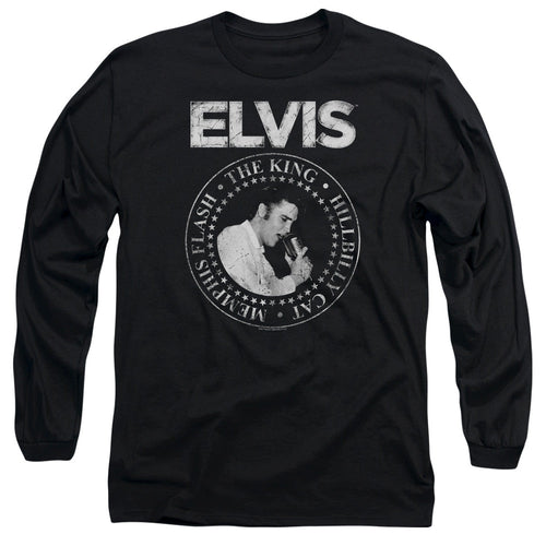 Elvis Presley Rock King Mens Long Sleeve Shirt Black