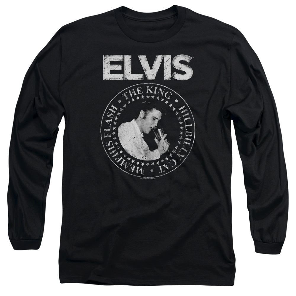 Elvis Presley Rock King Mens Long Sleeve Shirt Black Officially Licensed