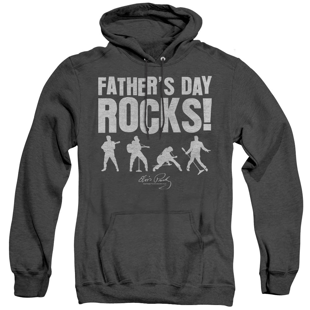 Elvis Presley Fathers Day Rocks Heather Mens Hoodie Black