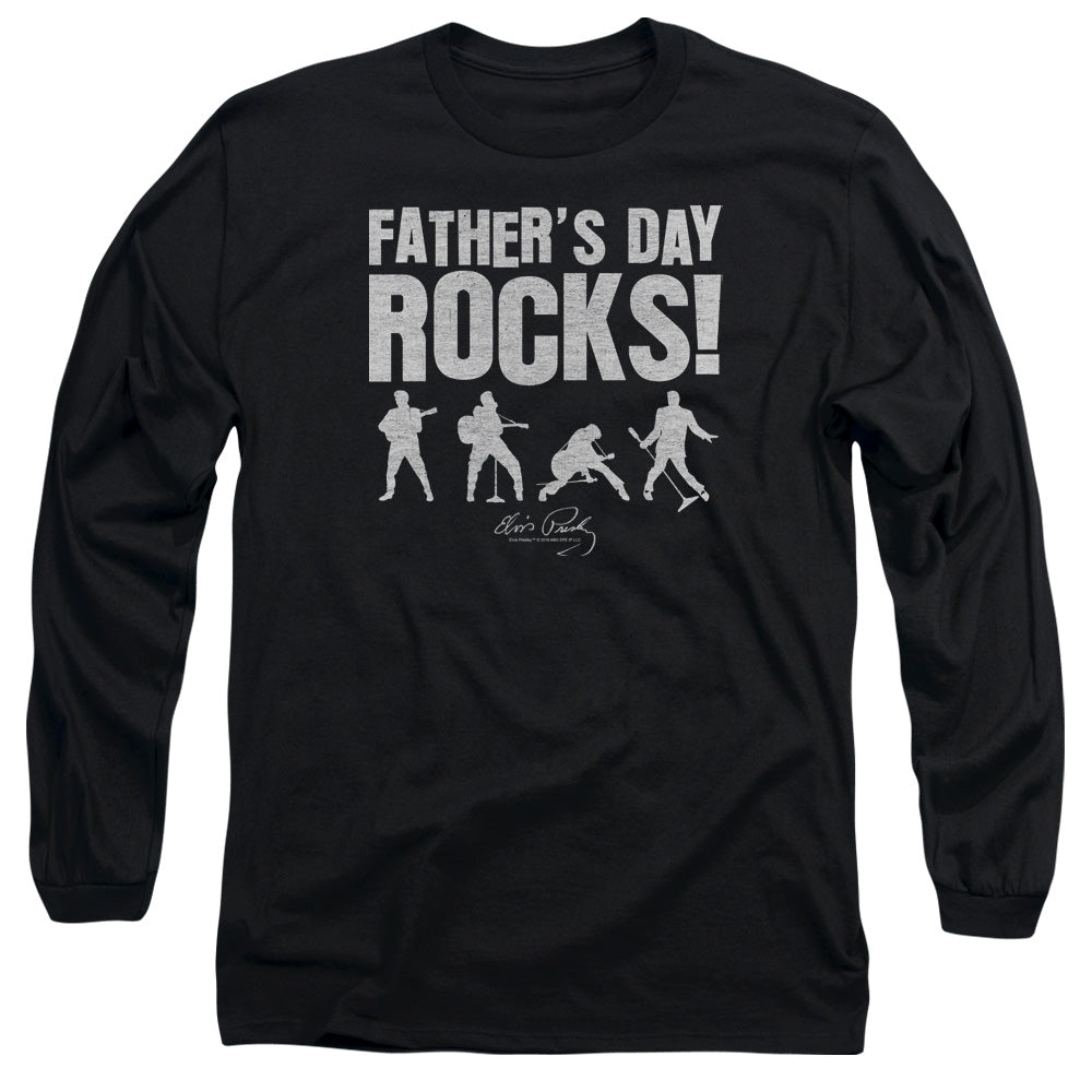 Elvis Presley Fathers Day Rocks Mens Long Sleeve Shirt Black Officially Licensed
