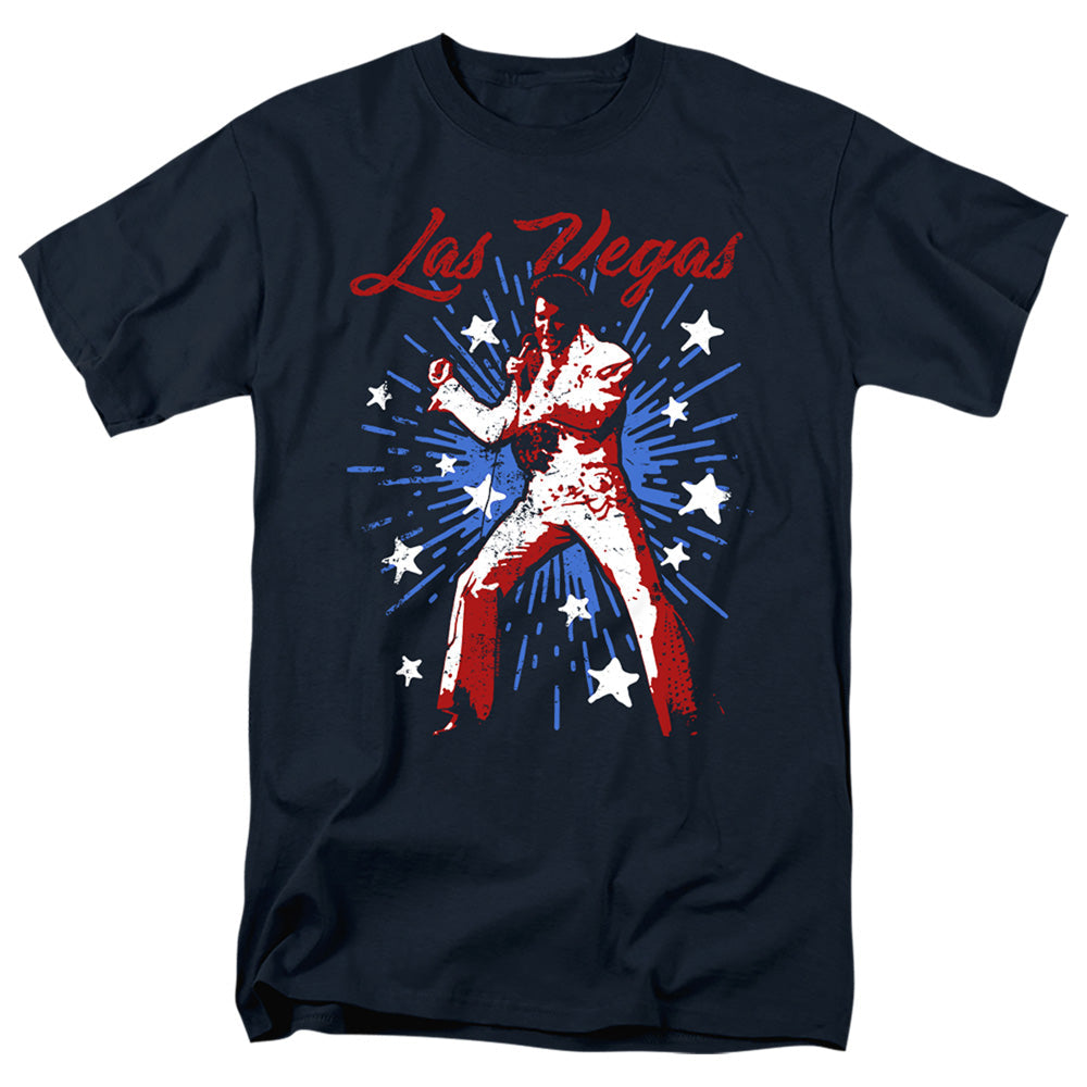 Elvis Presley Vegas Superstar Mens T Shirt Navy