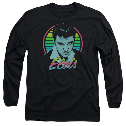 Elvis Presley Neon King Mens Long Sleeve Shirt Black Officially Licensed