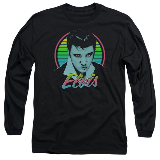 Elvis Presley Neon King Mens Long Sleeve Shirt Black