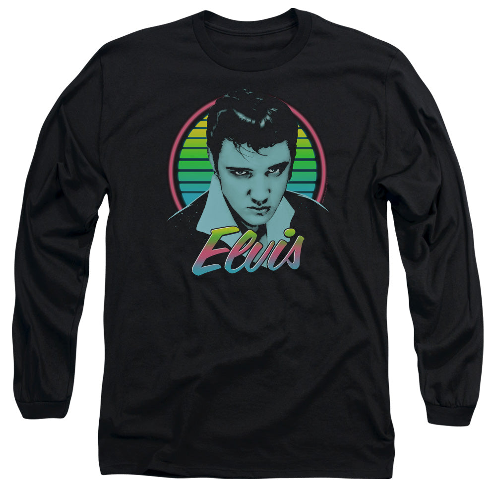 Elvis Presley Neon King Mens Long Sleeve Shirt Black Officially Licensed