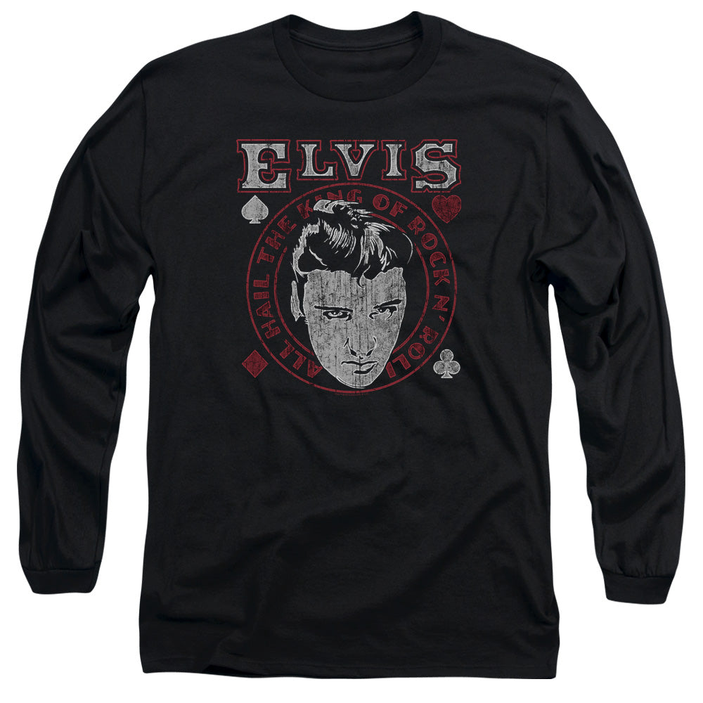 Elvis Presley Hail the King Mens Long Sleeve Shirt Black