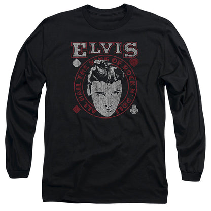 Elvis Presley Hail the King Mens Long Sleeve Shirt Black