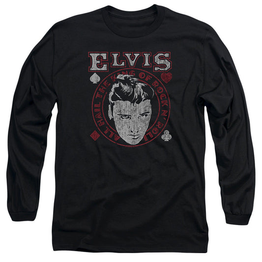Elvis Presley Hail the King Mens Long Sleeve Shirt Black