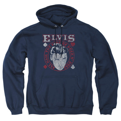 Elvis Presley Hail The King Mens Hoodie Navy