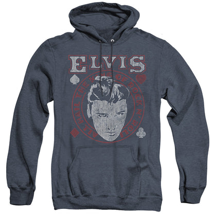 Elvis Presley Hail The King Heather Mens Hoodie Navy