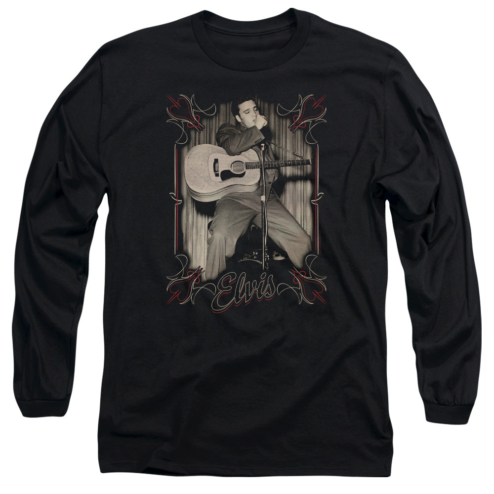 Elvis Presley Elvis Pinstripes Mens Long Sleeve Shirt Black Officially Licensed