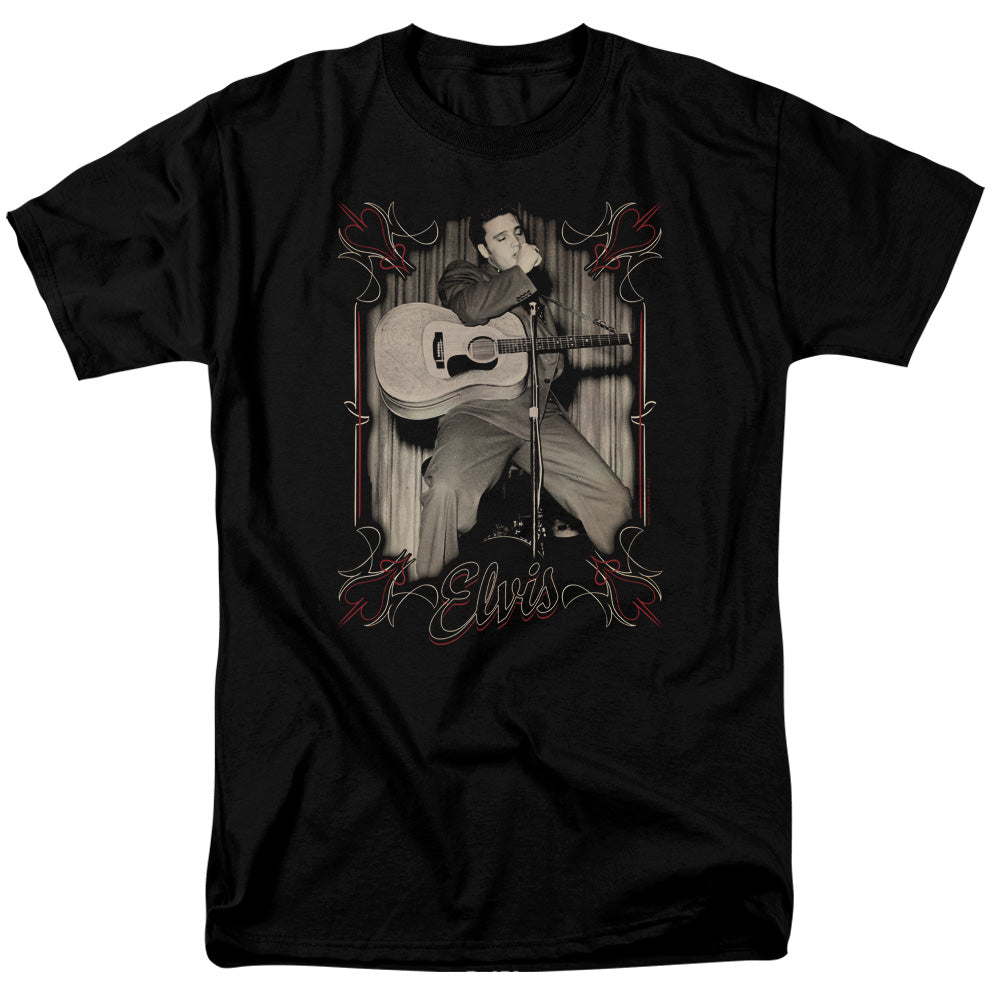 Elvis Presley Elvis Pinstripes Mens T Shirt Black