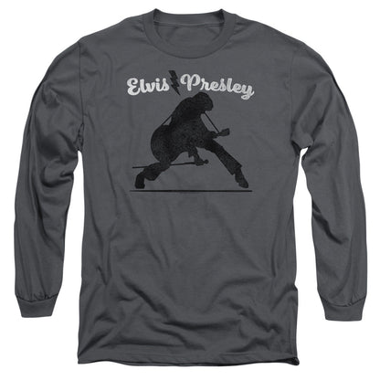 Elvis Presley Overprint Mens Long Sleeve Shirt Charcoal Officially Licensed