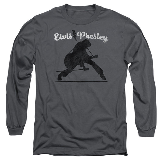 Elvis Presley Overprint Mens Long Sleeve Shirt Charcoal Officially Licensed