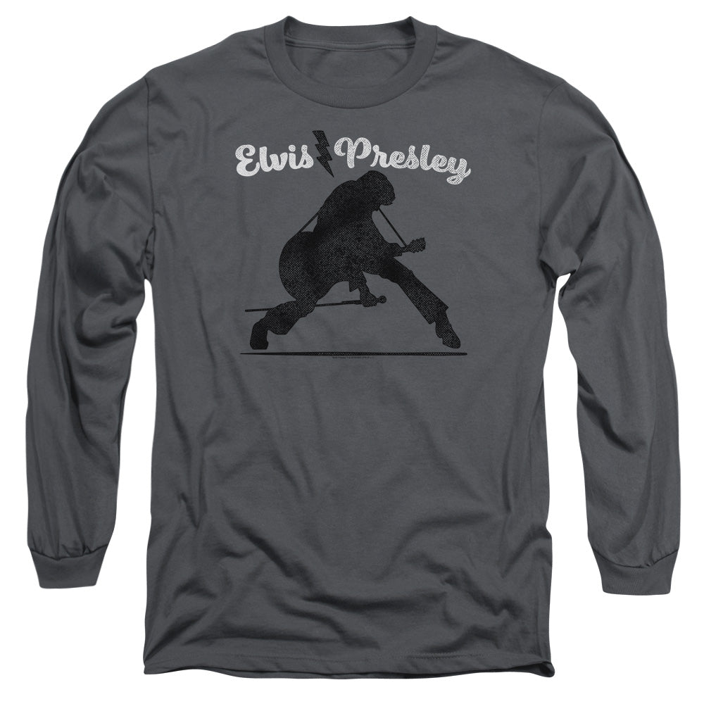 Elvis Presley Overprint Mens Long Sleeve Shirt Charcoal Officially Licensed