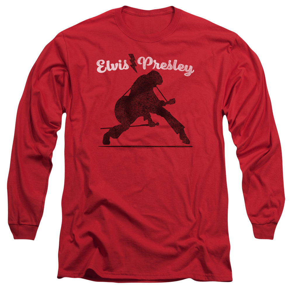 Elvis Presley Overprint Mens Long Sleeve Shirt Red Officially Licensed