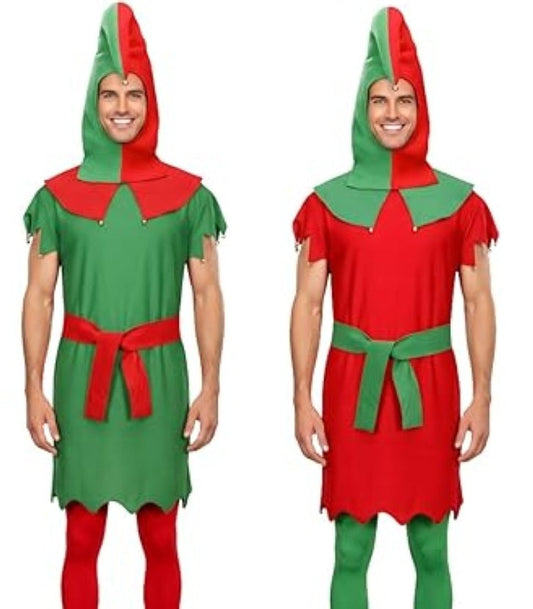 Christmas Elf Adult Unisex Halloween Cosplay Deluxe Costume Set