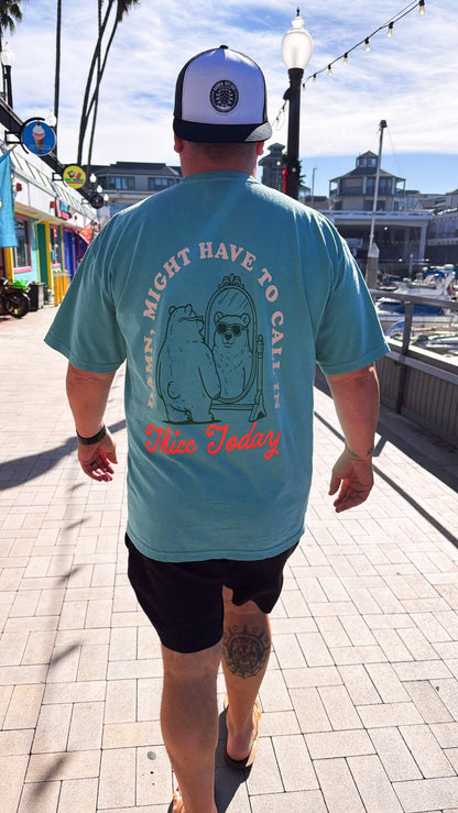 Damn Might Have To Call In Thicc Today Graphic Tee T Shirt Blue Seafoam