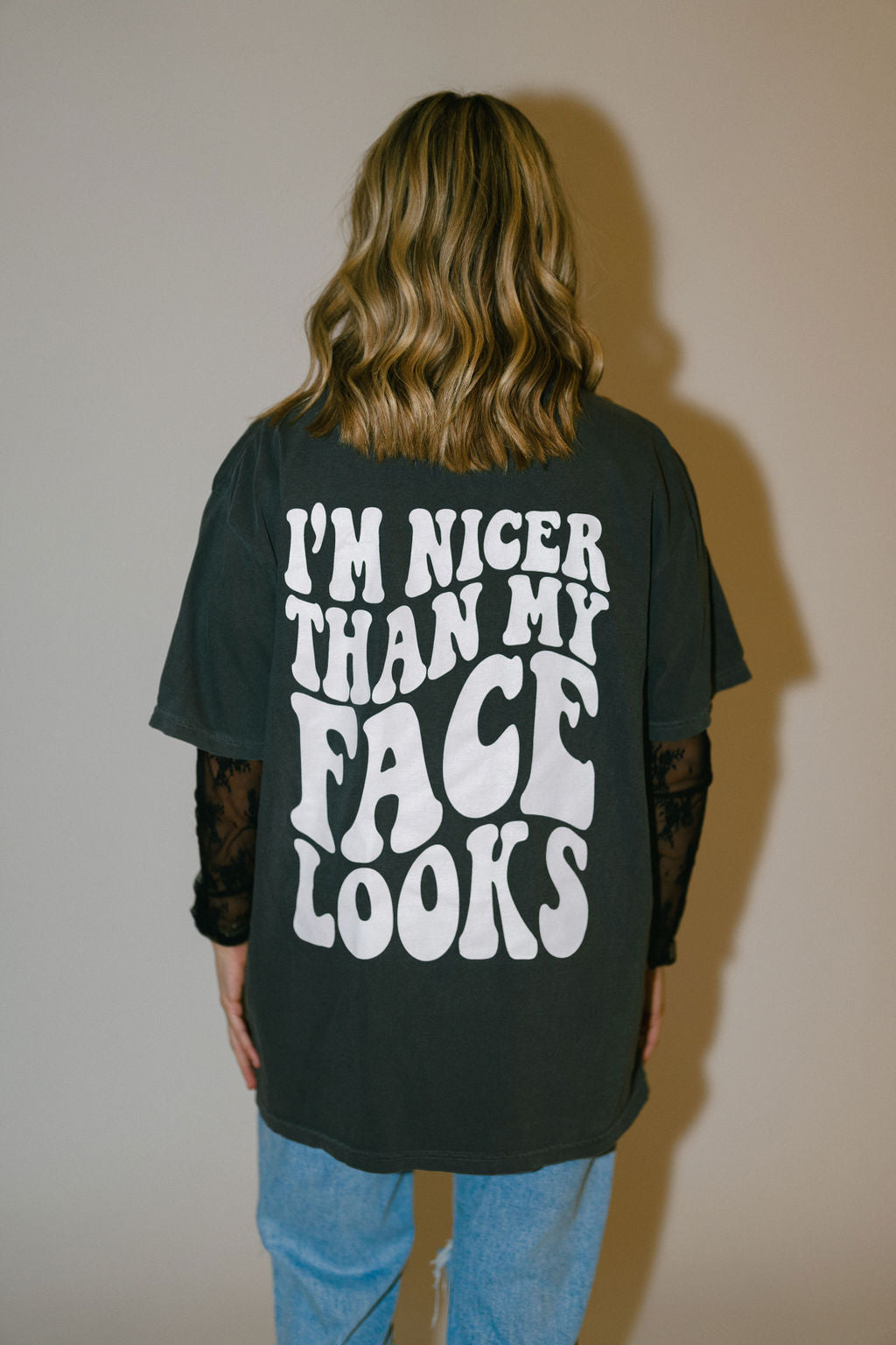 I'm Nicer Than My Face Looks Graphic Tee Womens T Shirt Black