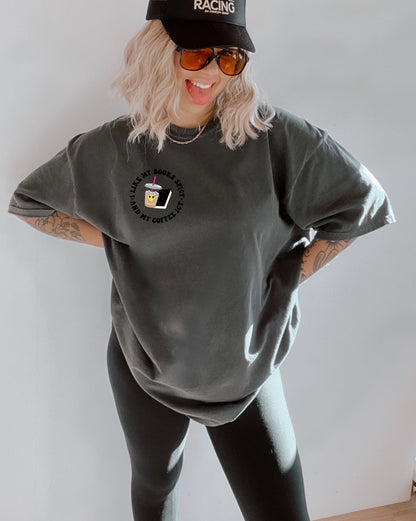 I Like My Books Spicy and My Coffee Icy Graphic Tee Womens T Shirt