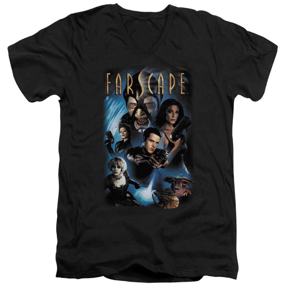 Farscape Comic Cover Mens Slim Fit V-Neck T Shirt Black