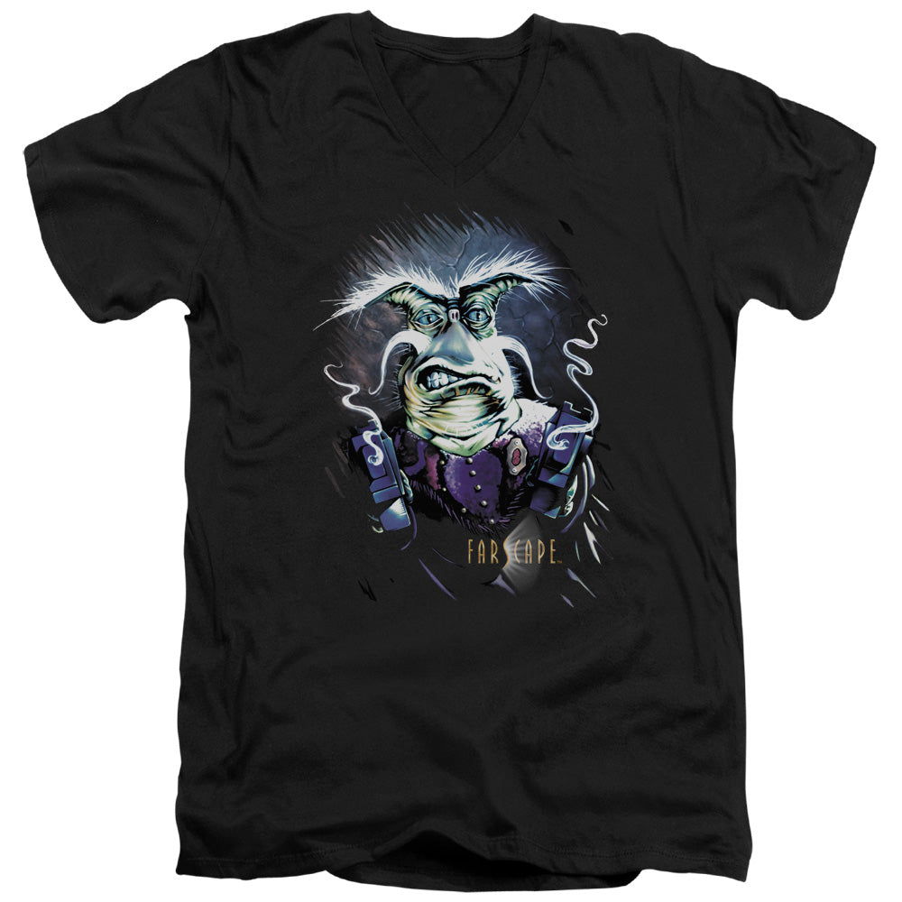 Farscape Rygel Oking Guns Mens Slim Fit V-Neck T Shirt Black