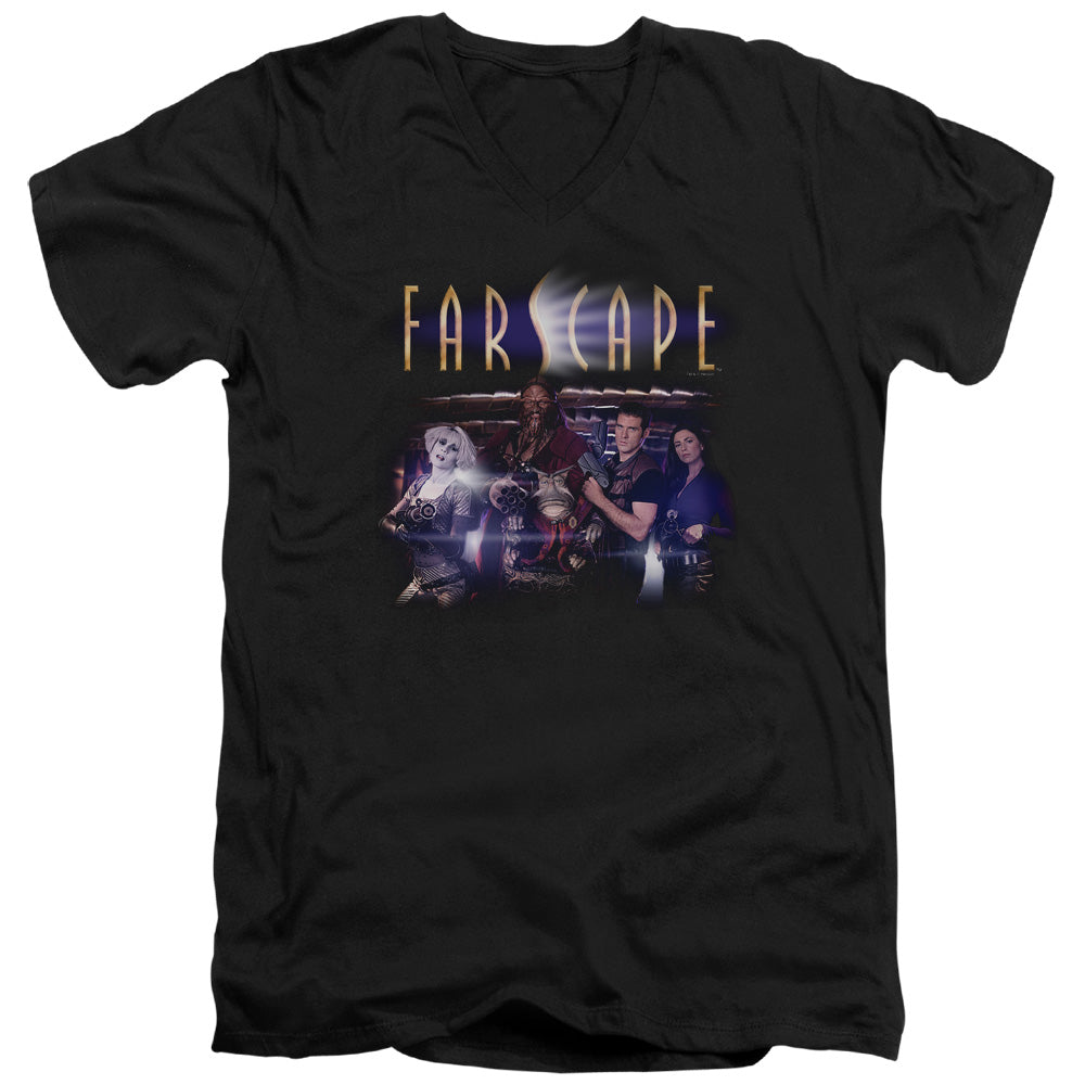 Farscape Flarescape Mens Slim Fit V-Neck T Shirt Black