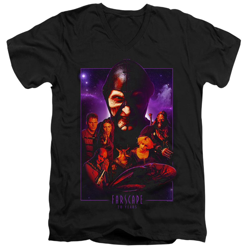 Farscape 20 Years Collage Mens Slim Fit V-Neck T Shirt Black