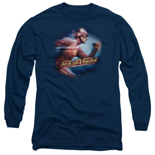 The Flash Fastest Man Mens Long Sleeve Shirt Navy Officially Licensed