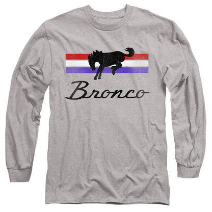 Ford Bronco Bronco Stripes Mens Long Sleeve Shirt Athletic Heather Officially Licensed