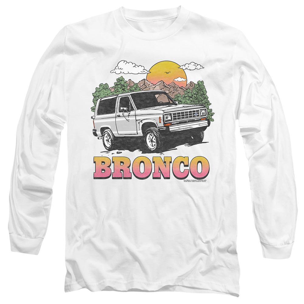 Ford Bronco Bronco In The Mountains Mens Long Sleeve Shirt White Officially Licensed