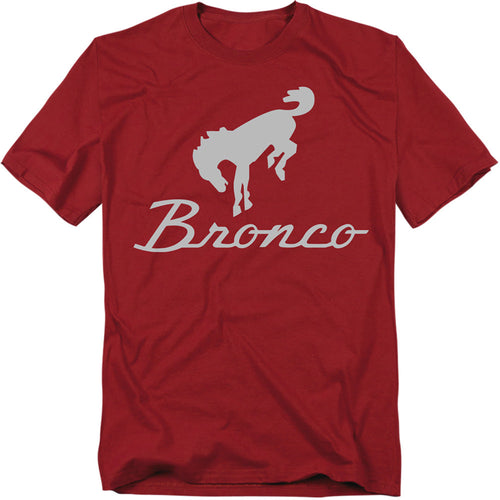 Ford Bronco Chrome Bronco Logo Mens T Shirt Cardinal