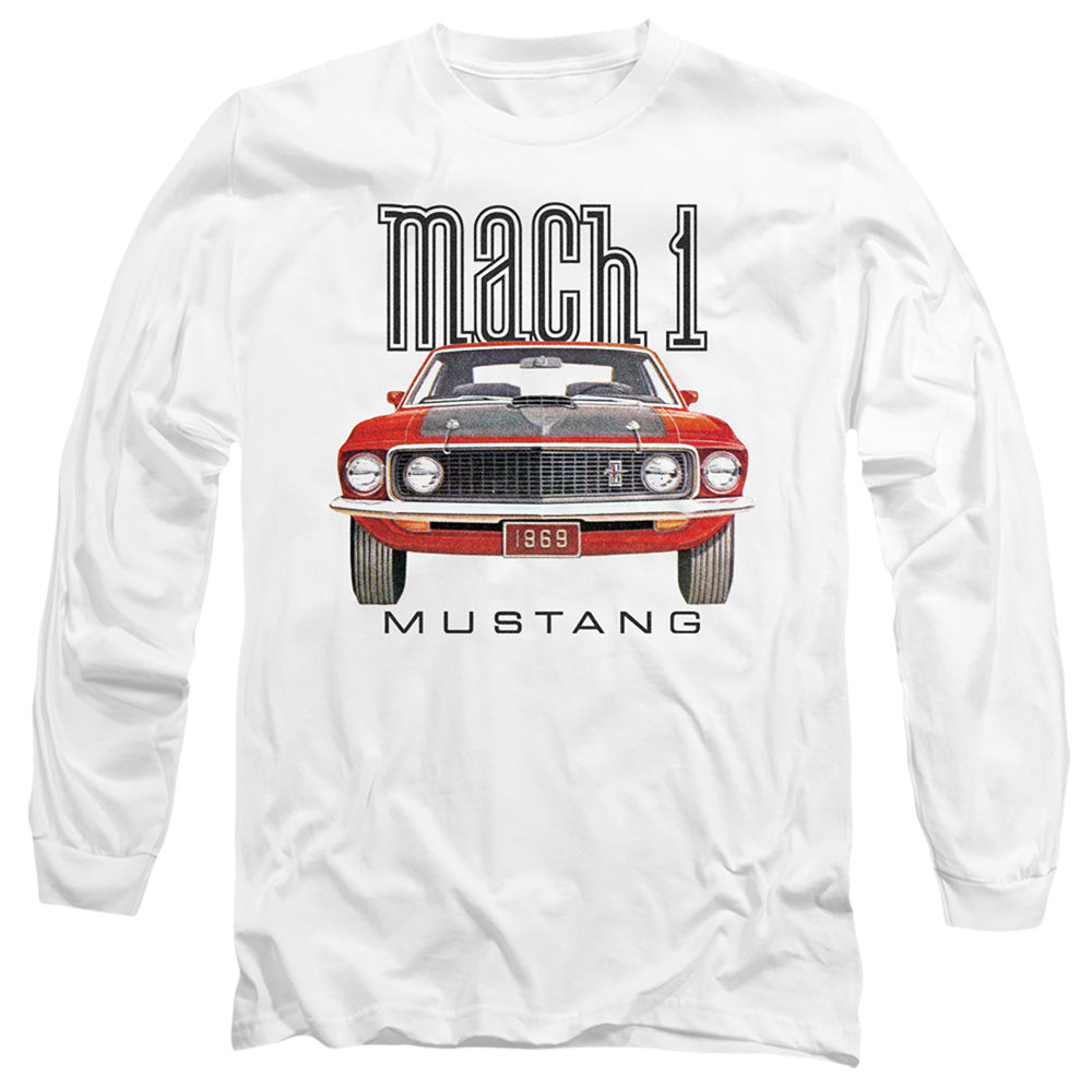 Ford Mustang 69 Mach 1 Mens Long Sleeve Shirt White Officially Licensed