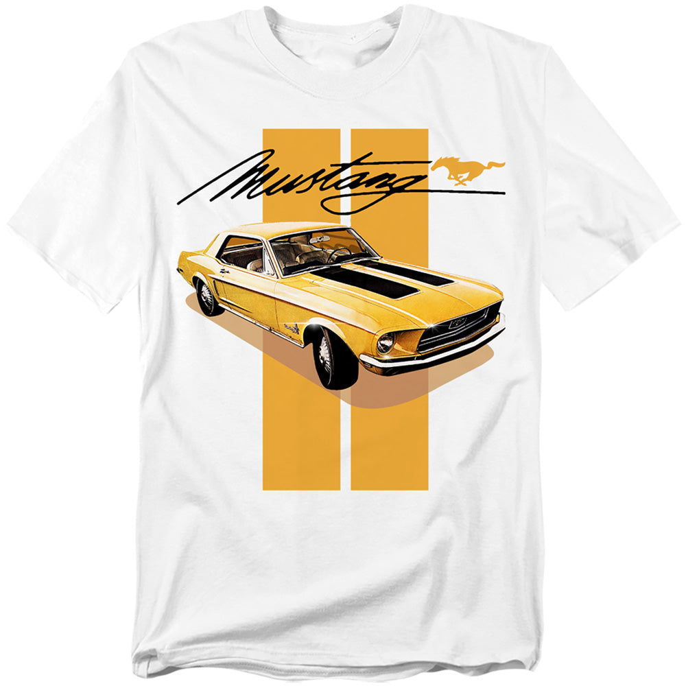 Ford Mustang Stang Stripes Mens T Shirt White