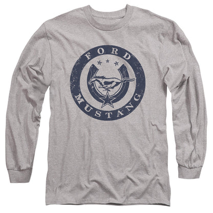 Ford Mustang Lucky Ford Mustang Mens Long Sleeve Shirt Athletic Heather Officially Licensed