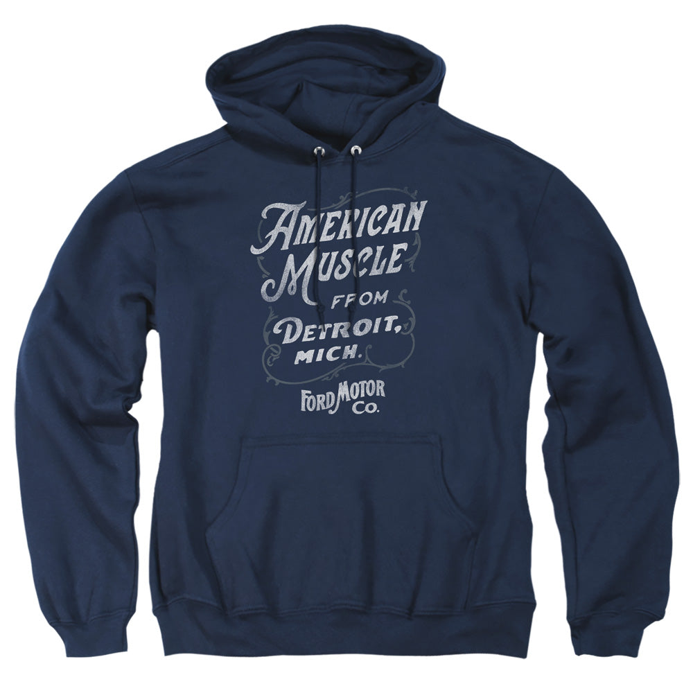 Ford American Muscle Classic Script Mens Hoodie Navy