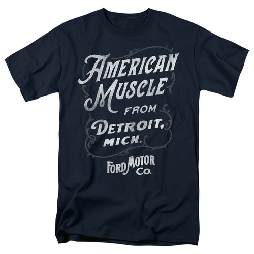 Ford American Muscle Classic Script Mens T Shirt Navy