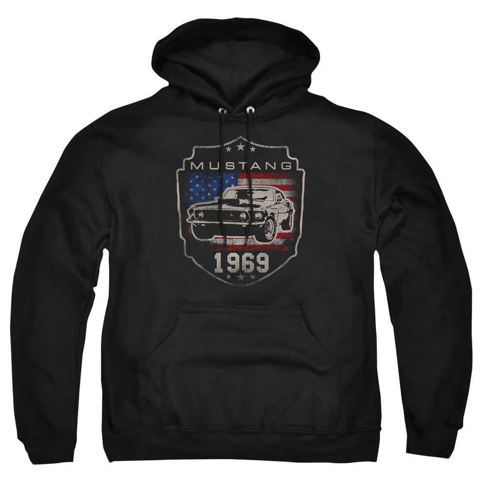 Ford Mustang 1969 Flag Mens Hoodie Black