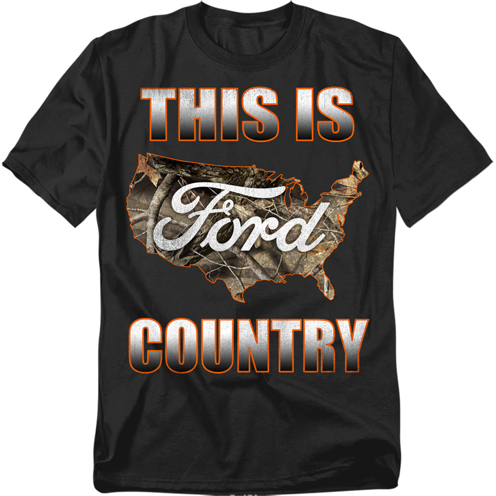 Ford Go Further Orange Camo Mens T Shirt Black