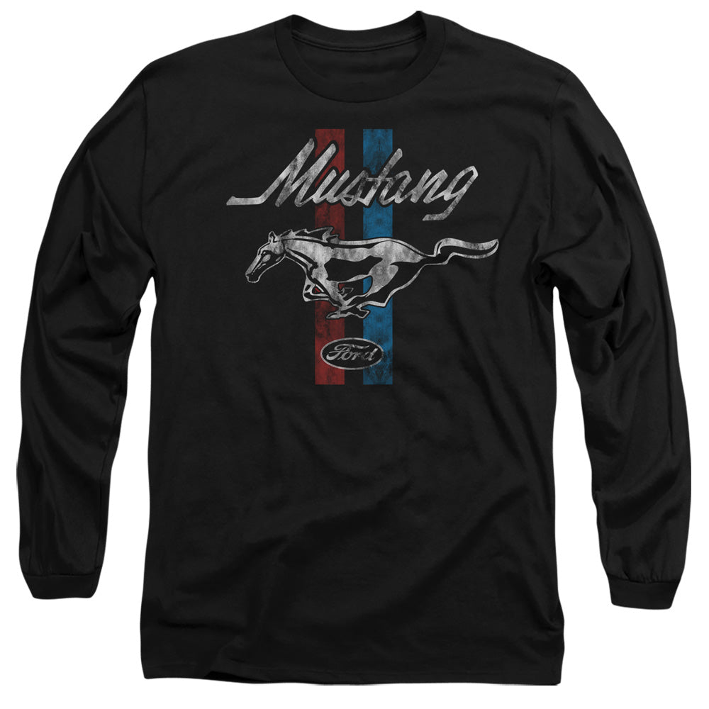Ford Mustang Mustang Stripes Mens Long Sleeve Shirt Black Officially Licensed