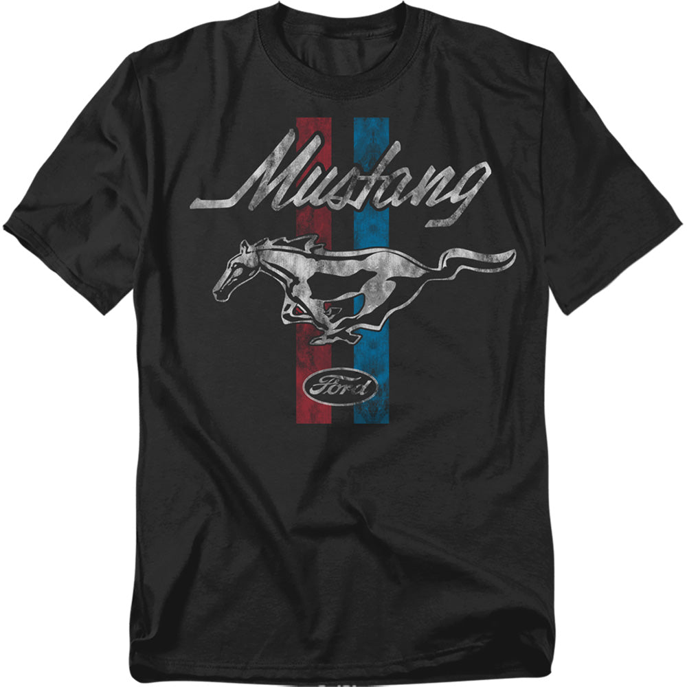Ford Mustang Mustang Stripes Mens T Shirt Black