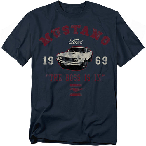 Ford Mustang Mustang The Boss Is In Mens T Shirt Navy