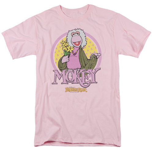 Fraggle Rock Mokey Circle Mens T Shirt Pink