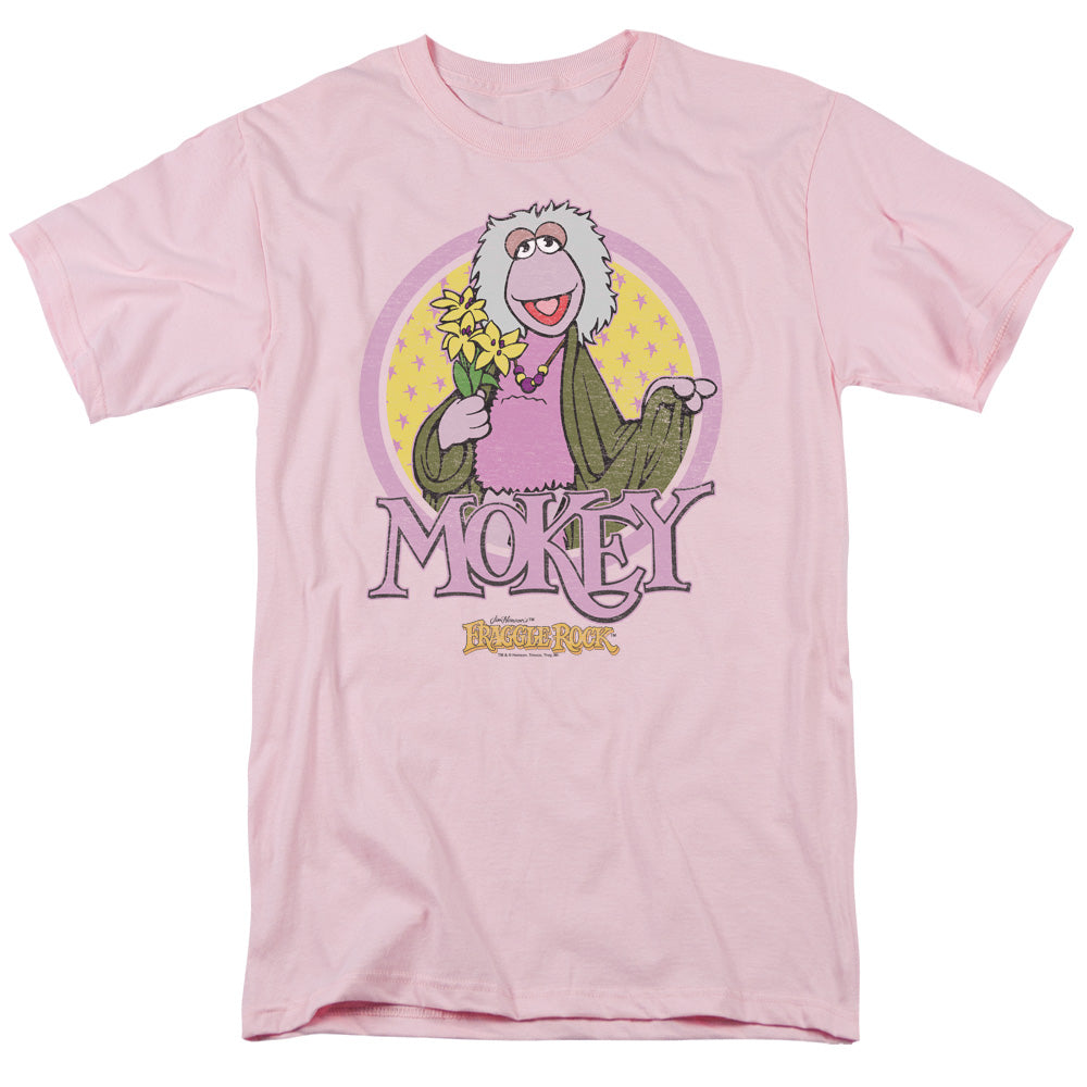 Fraggle Rock Mokey Circle Mens T Shirt Pink