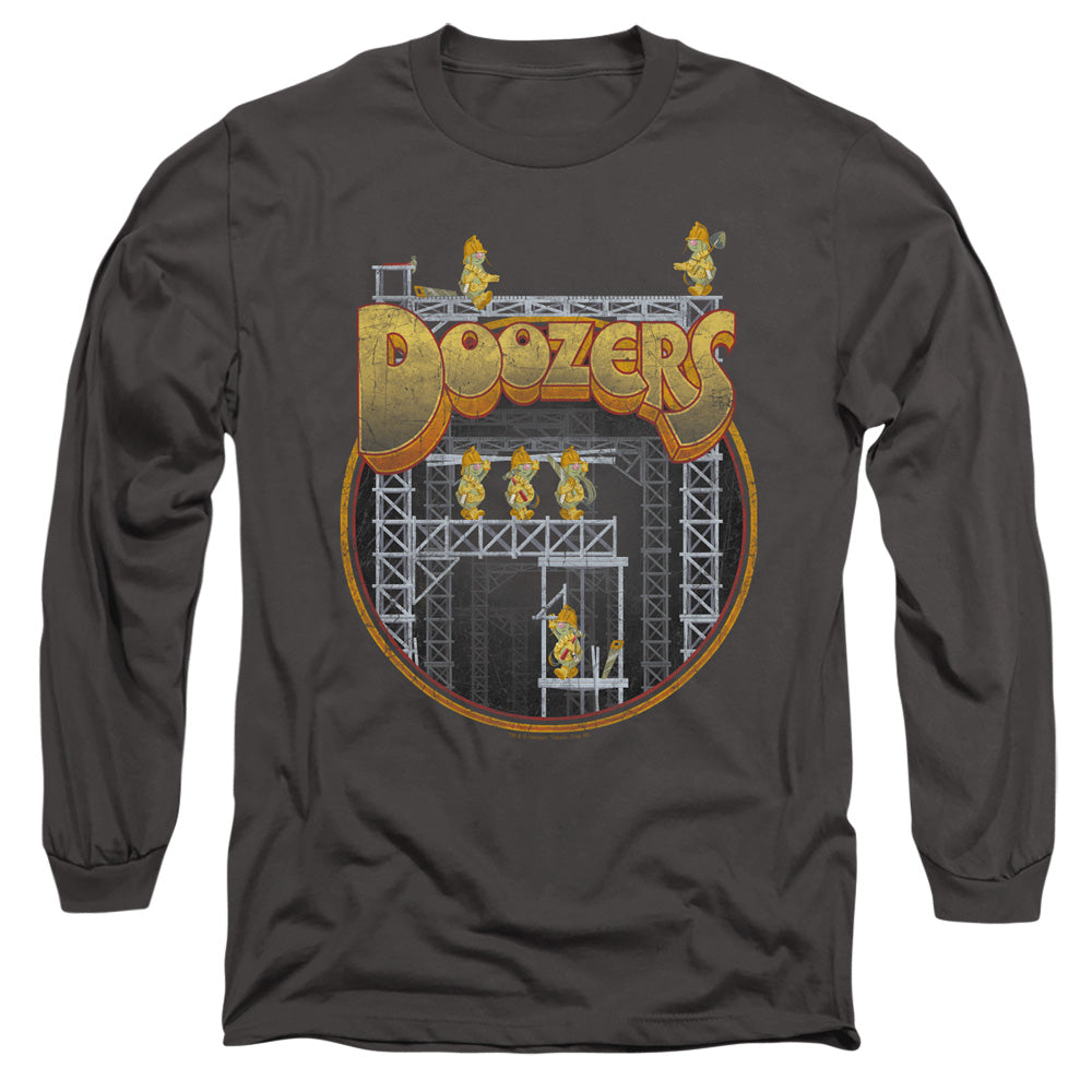 Fraggle Rock Doozers Construction Mens Long Sleeve Shirt Charcoal Officially Licensed