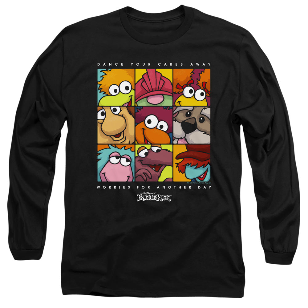 Fraggle Rock Squared Mens Long Sleeve Shirt Black Officially Licensed
