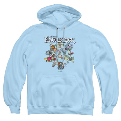 Fraggle Rock Spinning Gang Mens Hoodie Light Blue