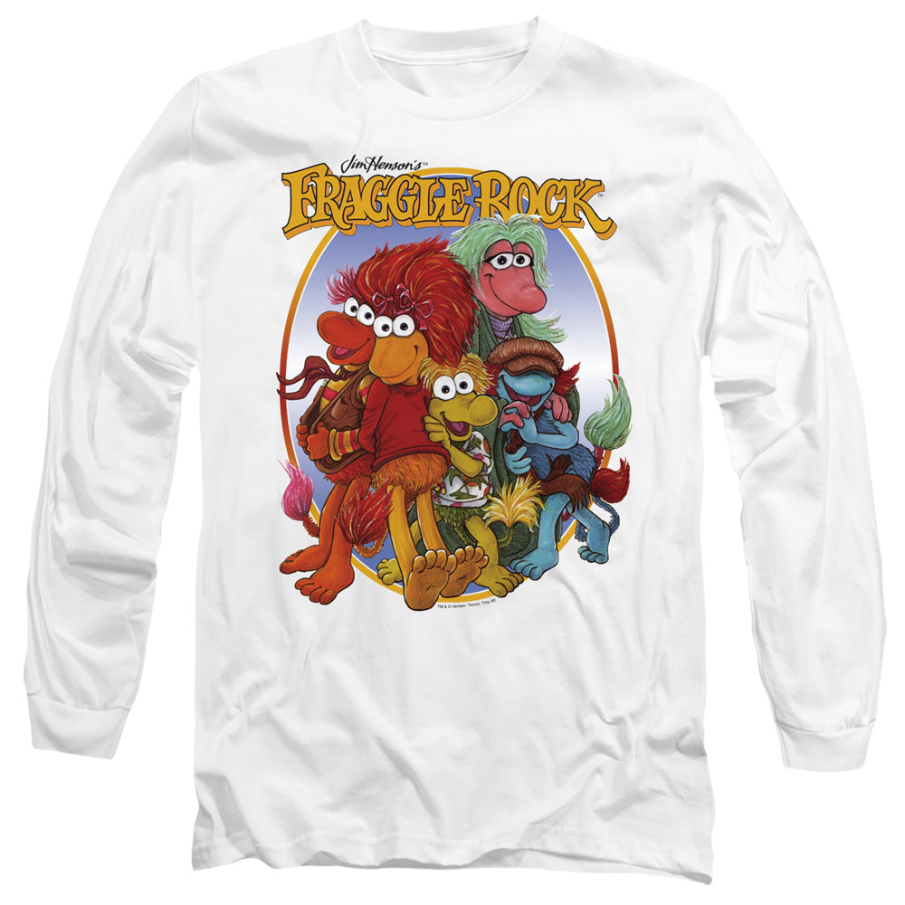 Fraggle Rock Group Hug Mens Long Sleeve Shirt White Officially Licensed