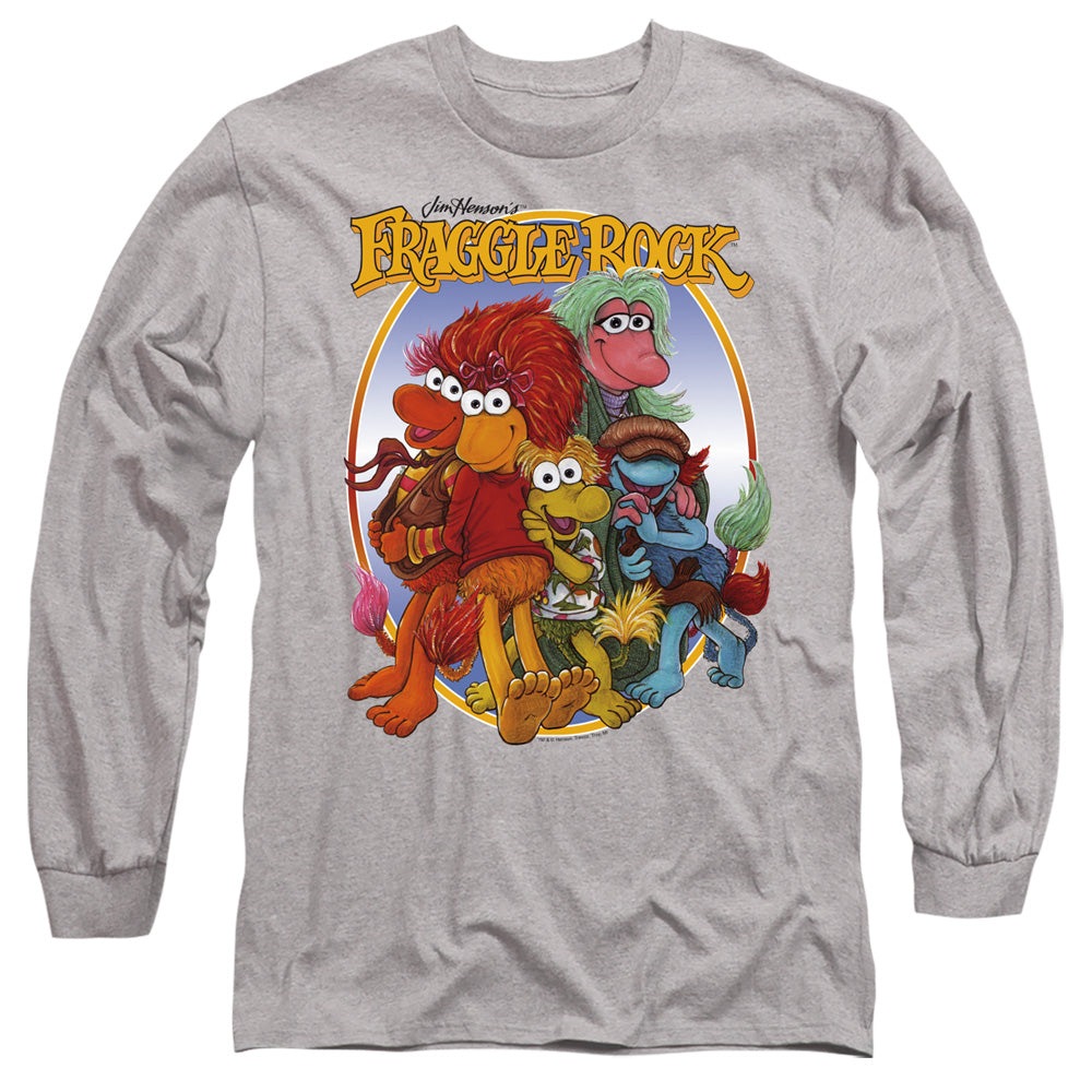 Fraggle Rock Group Hug Mens Long Sleeve Shirt Athletic Heather Officially Licensed