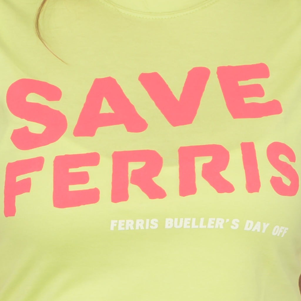 Ferris Bueller's Day Off Save Ferris Juniors Logo Green T Shirt