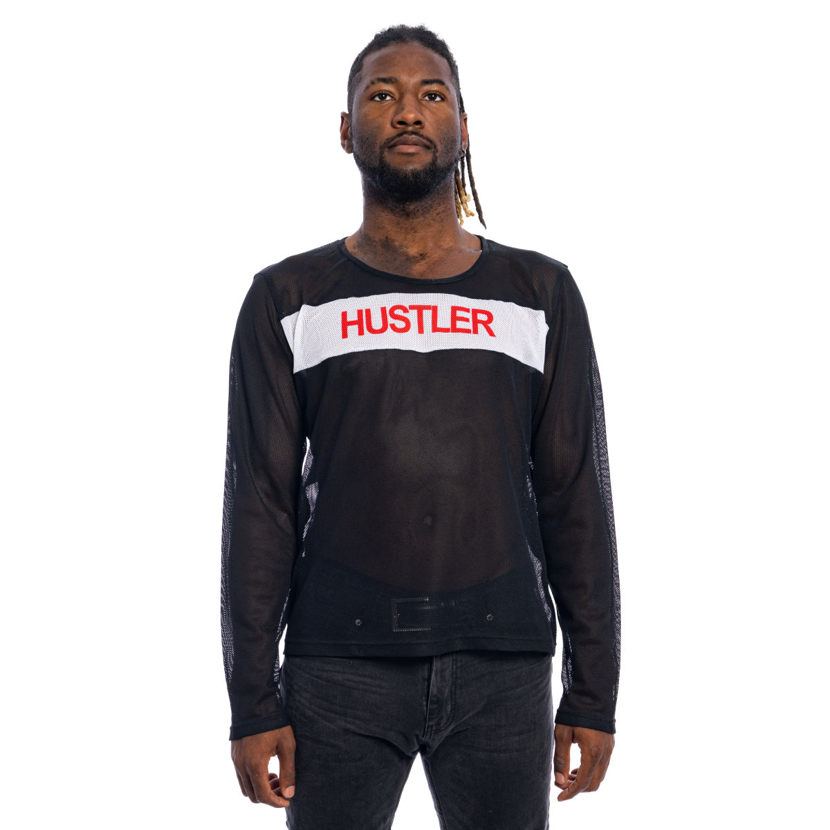 Fight Club Tyler Durden Hustler Mesh Mens Costume Long Sleeve Shirt